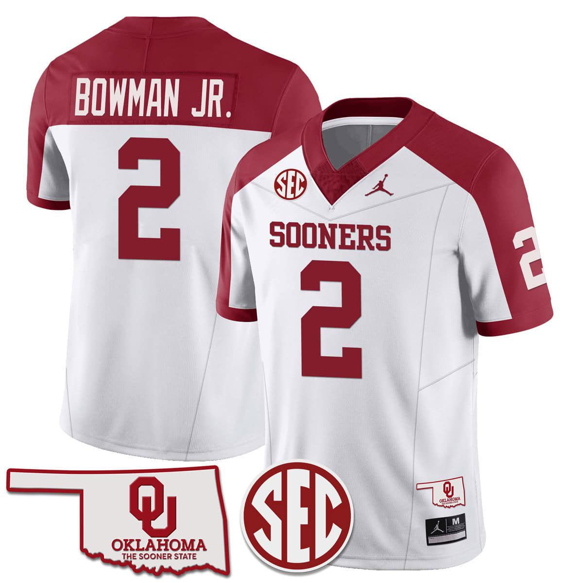 Men Oklahoma Sooners #2 Bowman jr White 2024 SEC Patch Vapor Premier Limited NCAA Jersey style 1->indianapolis colts->NFL Jersey